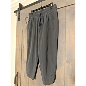 Prana Womens L Midtown Cropped Canvas Gray Jogger Mid Rise Yoga Cozycore